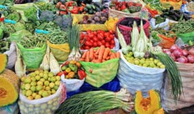 Colorful Vegetables and Fruits , marketplace Peru.