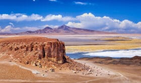 Scenario of Salar de Tara, a beautiful salty and surroundings in Atacama, Chile.